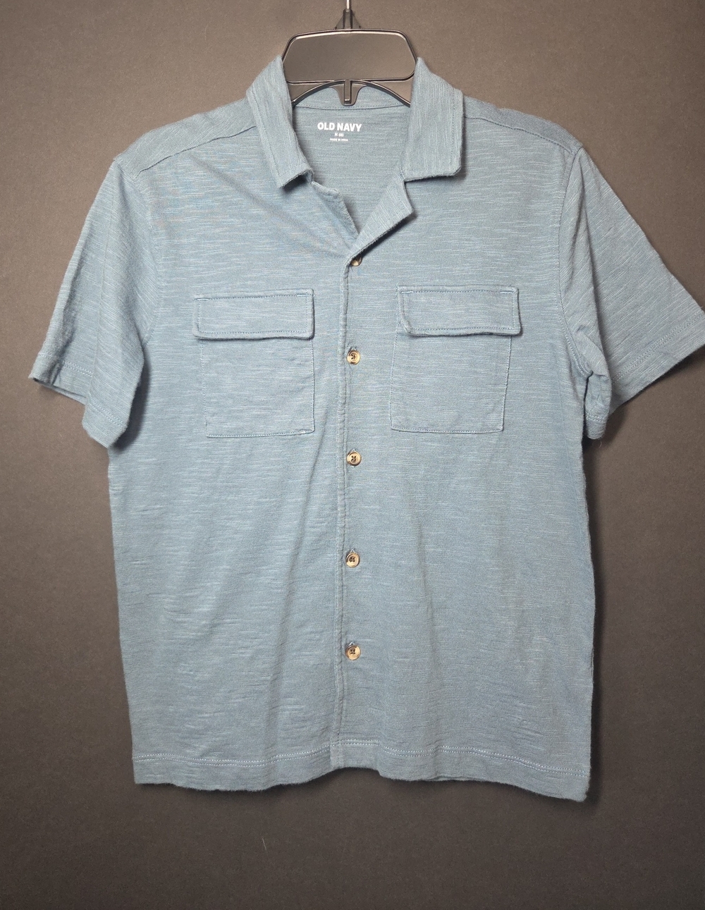 Old Navy Boys Sky Blue Short-Sleeve Camp Collar Button-Down